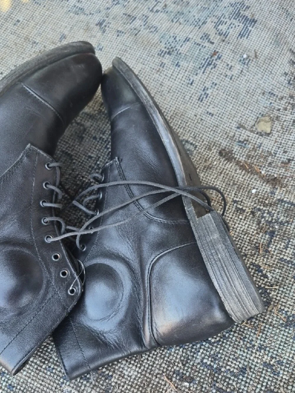 Men's Black Leather Lace-Up Ankle Boots by VEX